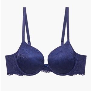 Savage X Fenty Navy Blue Allover Lace T-Shirt Bra